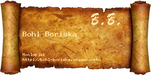 Bohl Boriska névjegykártya